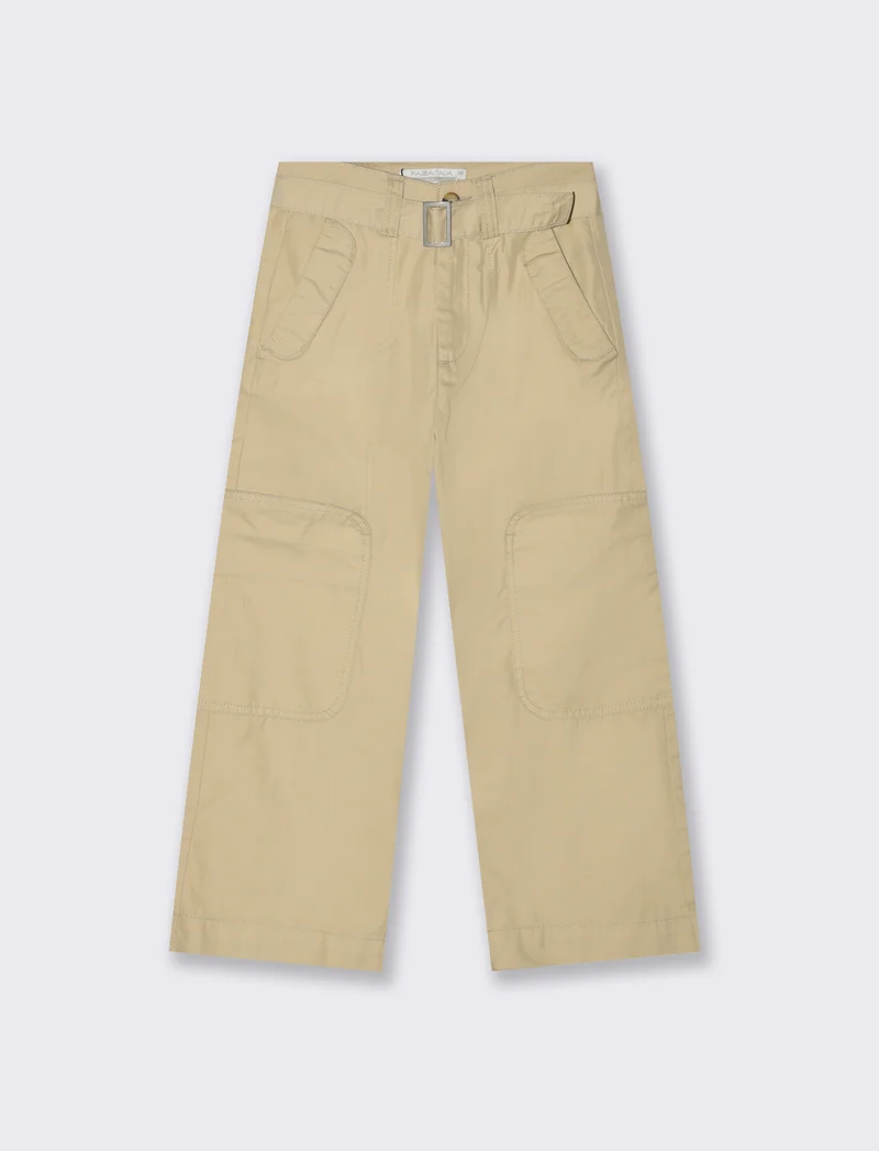 Pantaloni in twill gamba ampia. da bambina - Beige
