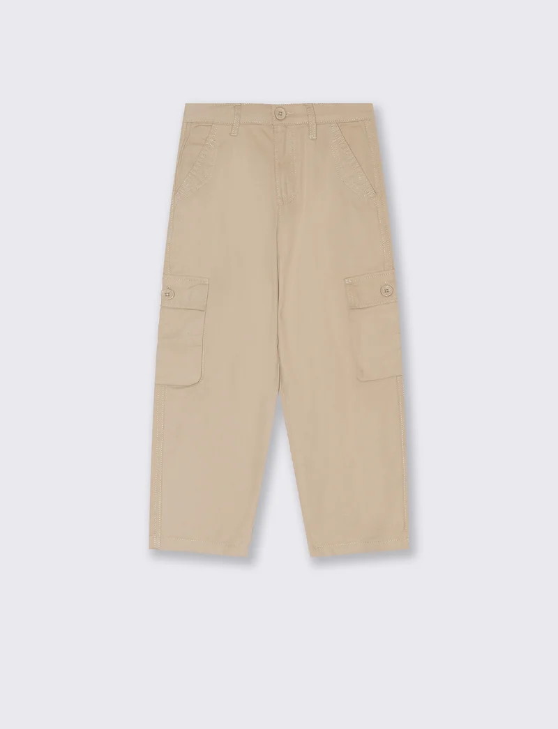 Pantaloni cargo mom fit da bambina - Beige