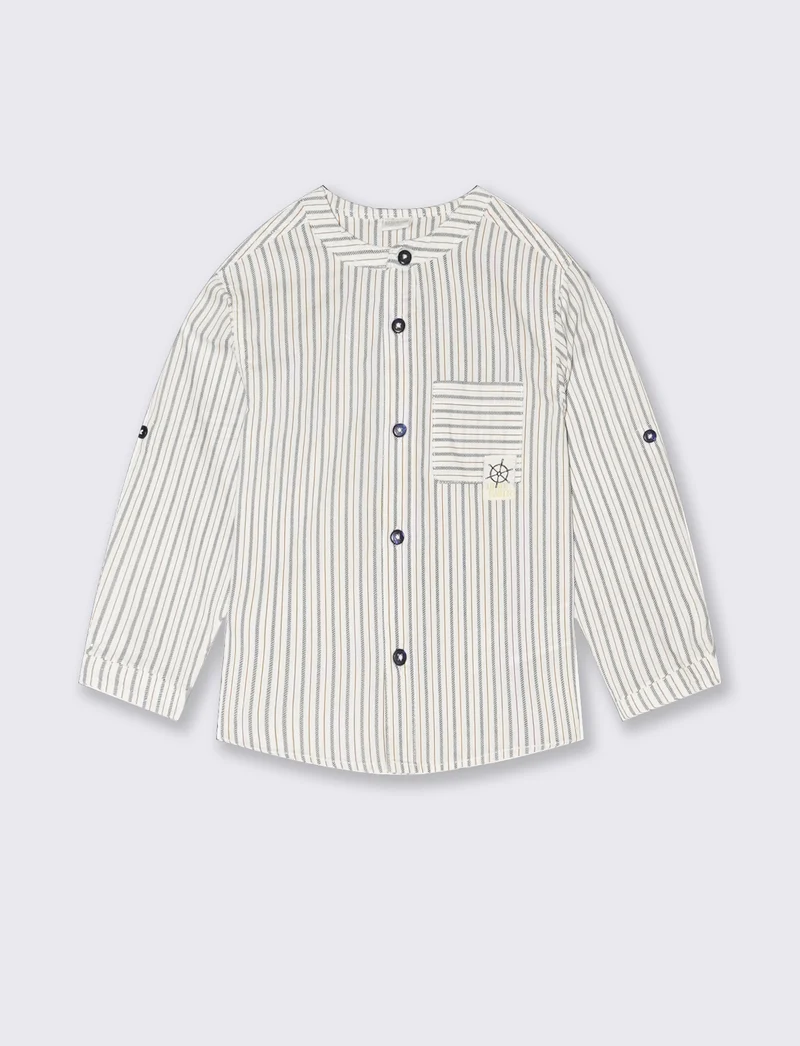 Camicia con colletto alla coreana da neonato - Righe