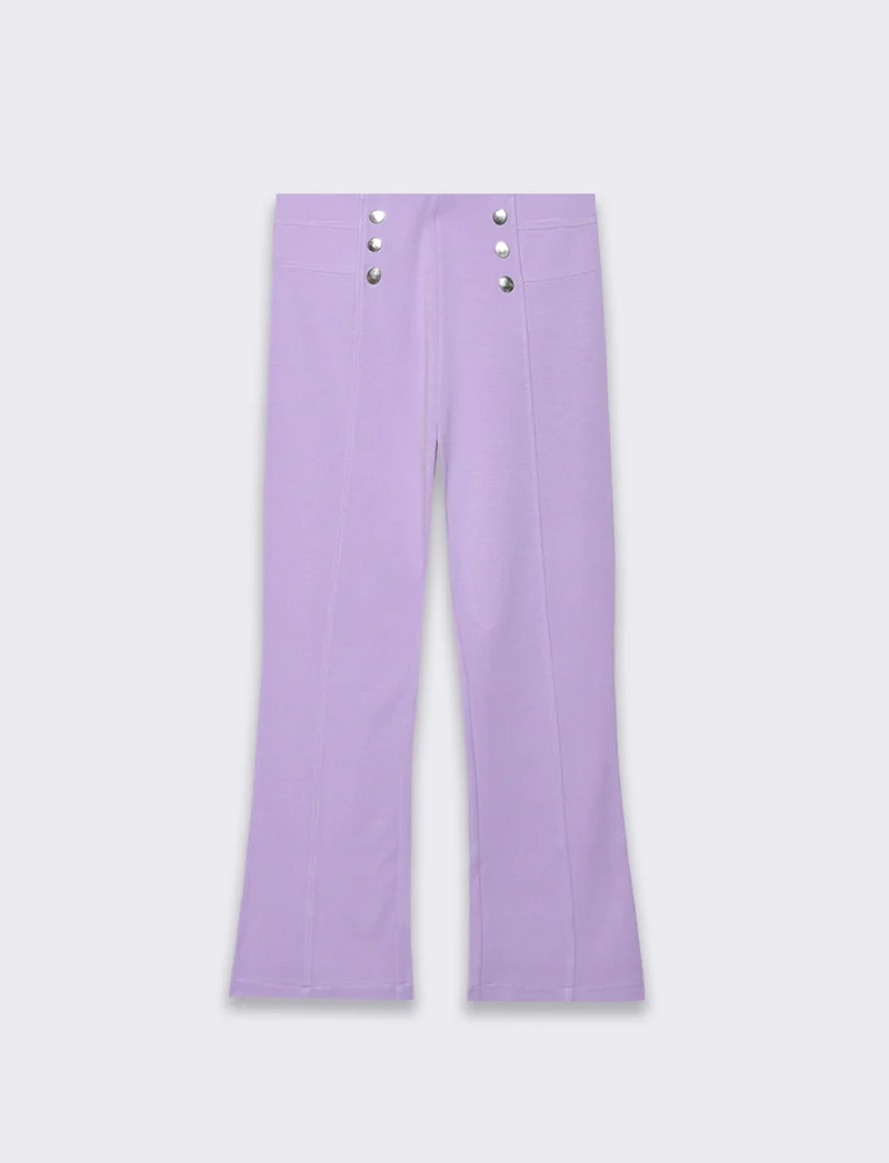 Leggings colorato in punto milano da bambina - Lilla