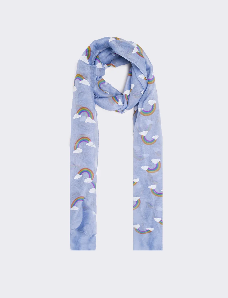 Foulard bambina stampa arcobaleno 50 x 180 cm - Blu