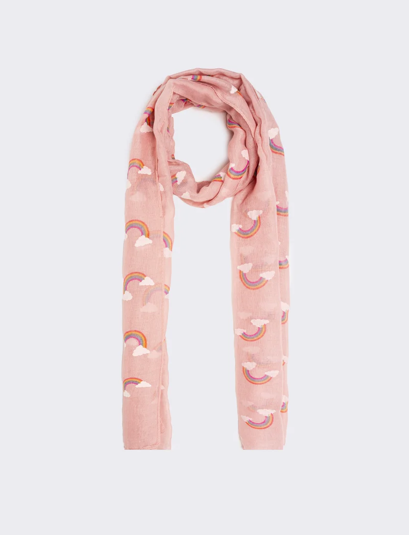 Foulard bambina stampa arcobaleno 50 x 180 cm - Rosa