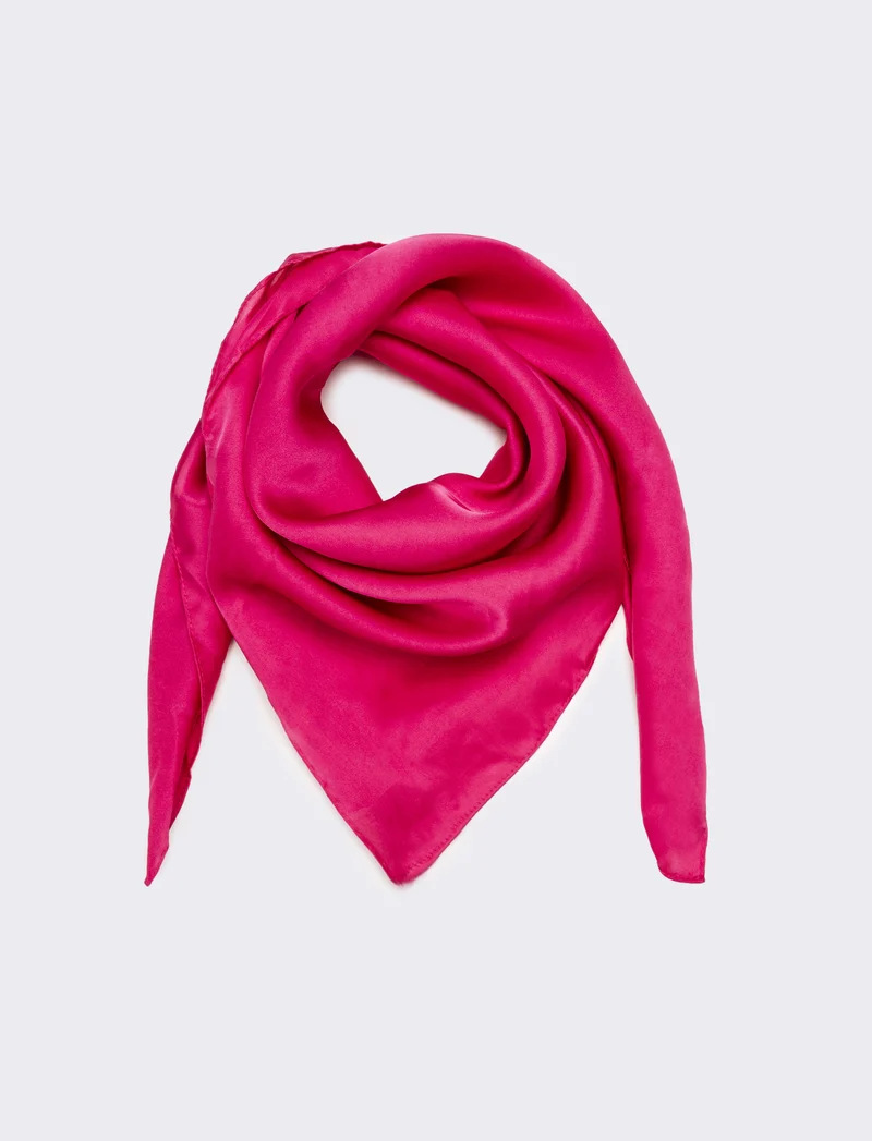 Foulard donna quadrato tinta unita 60 x 60 cm - Rosa