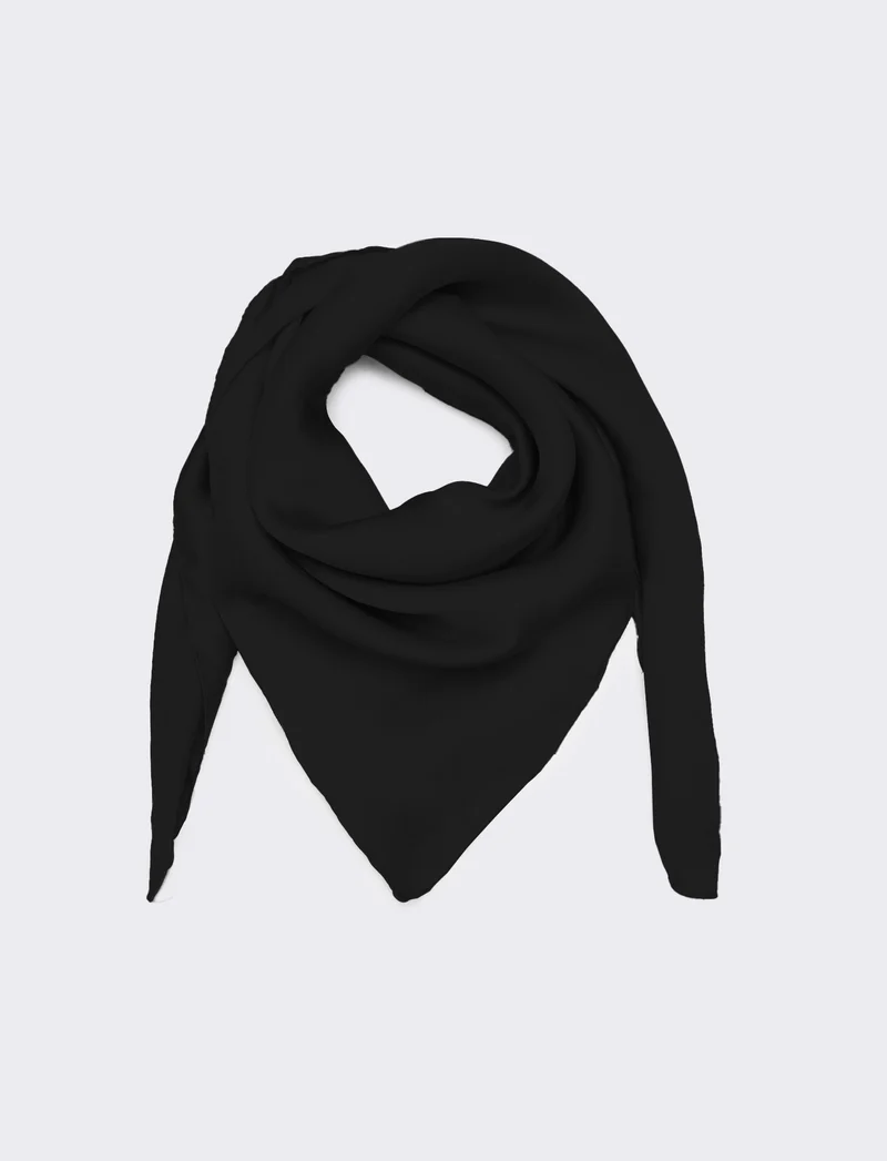 Foulard donna quadrato tinta unita 60 x 60 cm - Nero