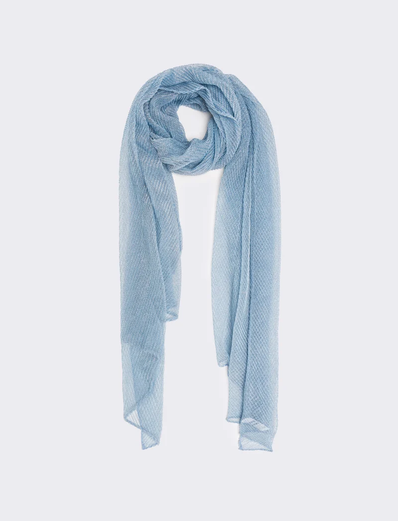 Foulard donna stola plisse effetto metalizzato 70 x 180 cm - Denim