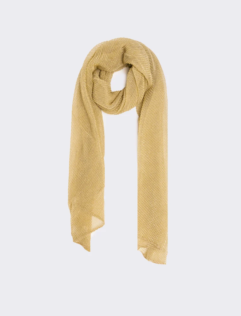 Foulard donna stola plisse effetto metalizzato 70 x 180 cm - Oro