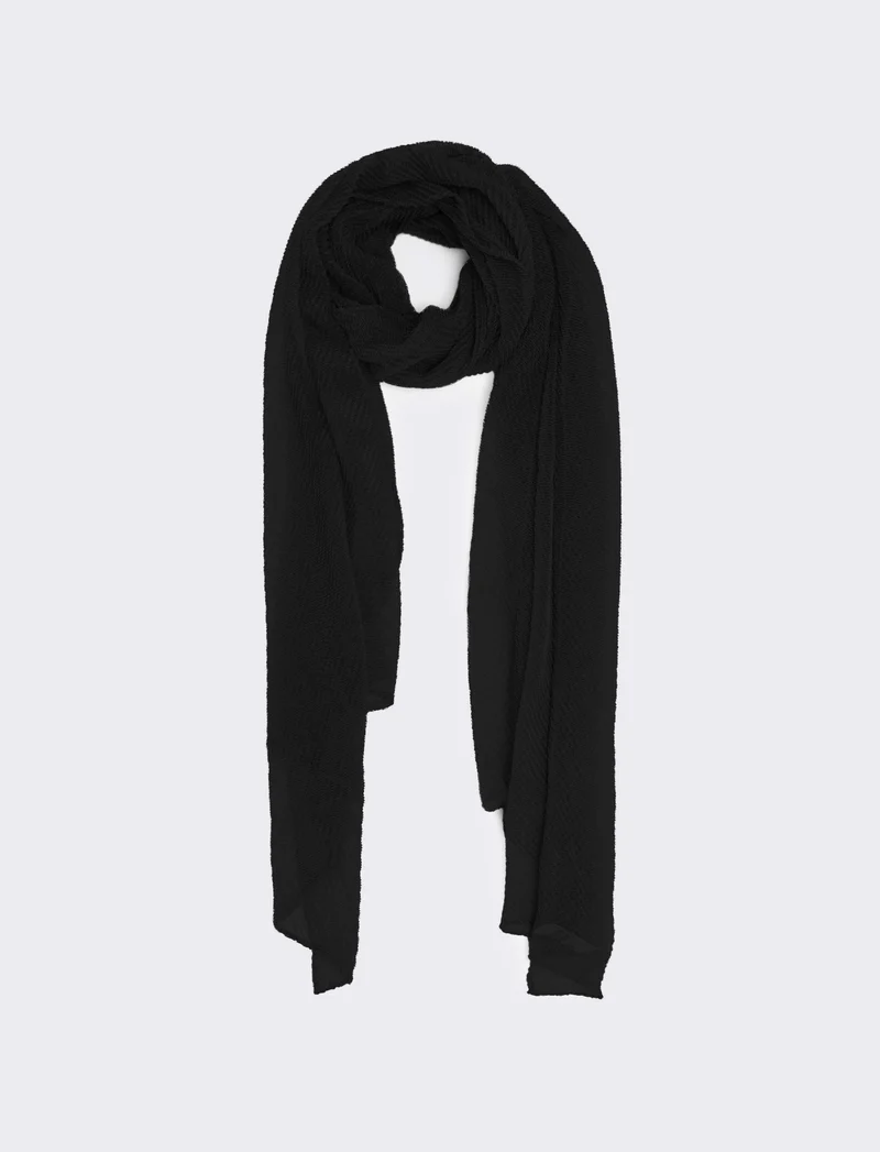 Foulard donna stola plisse effetto metalizzato 70 x 180 cm - Nero