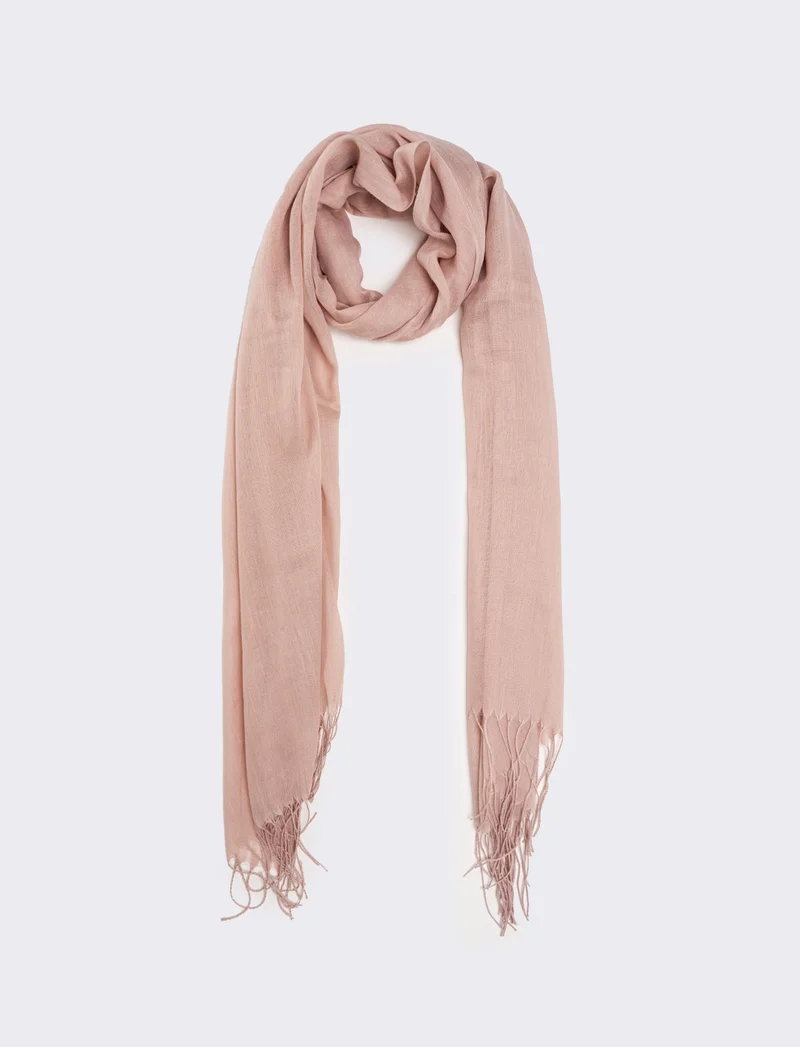 Foulard con frange unito 70 x 170 cm - Rosa