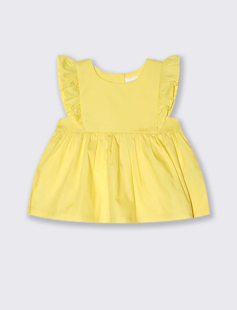 Camicia in popeline da neonata - Giallo