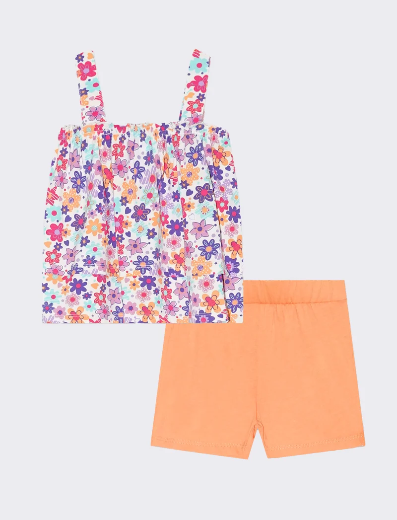 Completo top e shorts da neonata - Arancione