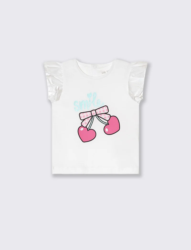 T-shirt con rouches. da neonata - Bianco