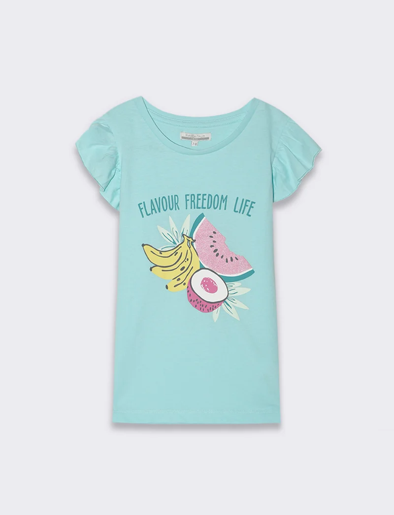 T-shirt mezza manica da bambina - Verde acqua