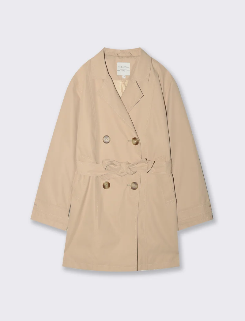 Giacca modello trench in twill da bambina - Beige