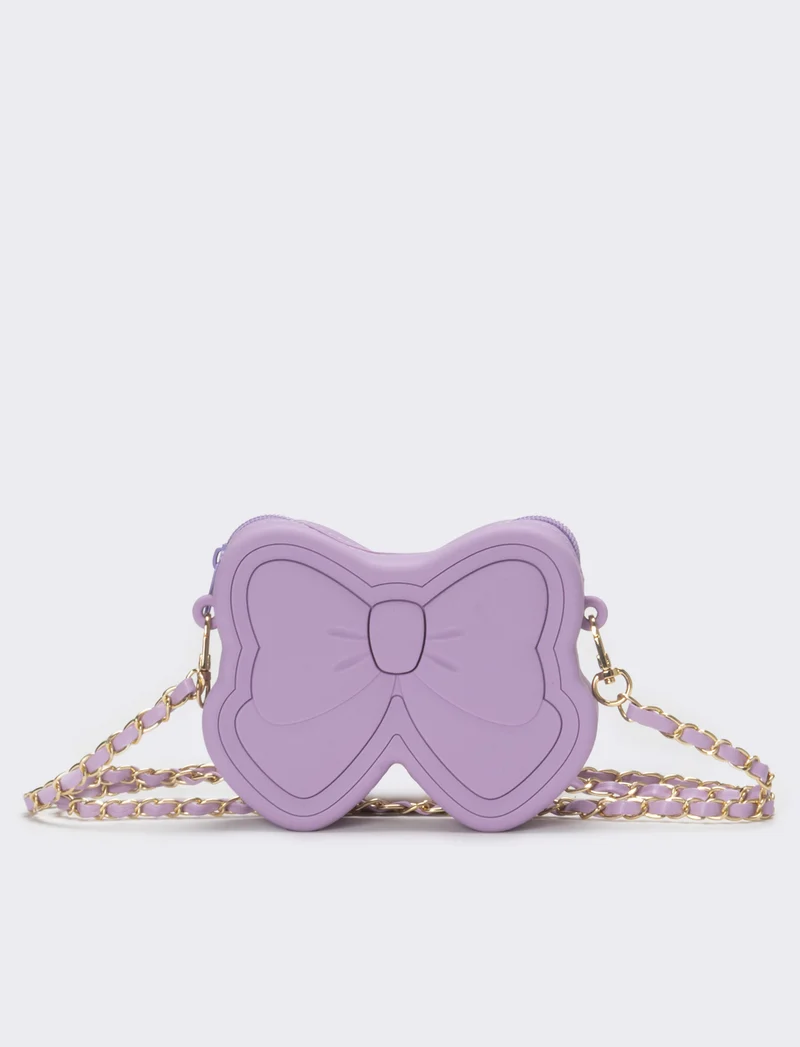 Borsa bambina modello fiocco con tracolla catena - Lilla