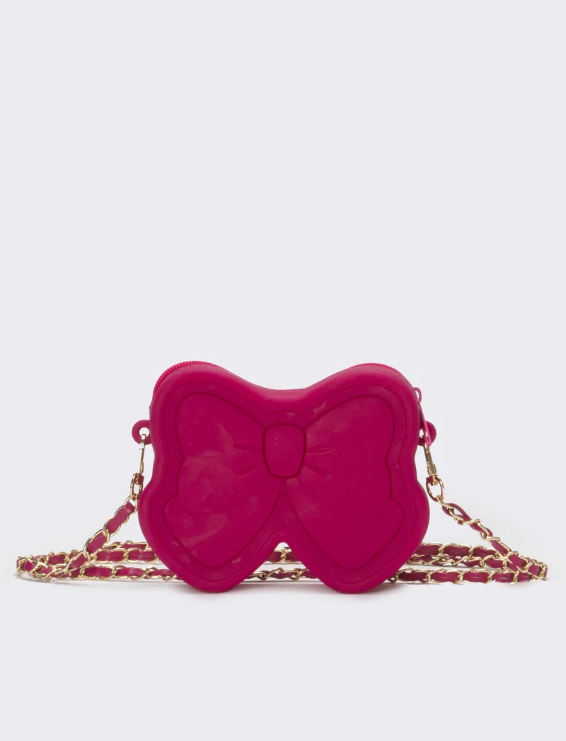 Borsa bambina modello fiocco con tracolla catena - Fuxia