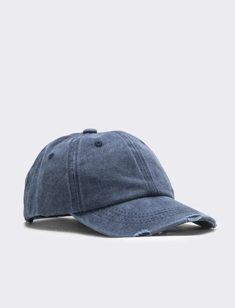 Cappello bambino baseball cotone delave liscio - Blu
