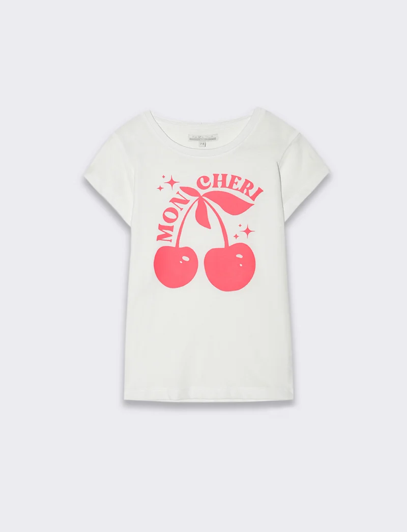 T-shirt da bambina con stampa monocolore - Bianco