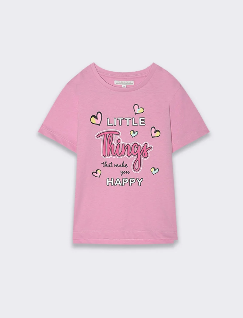T-shirt con stampa colorata da bambina - Rosa