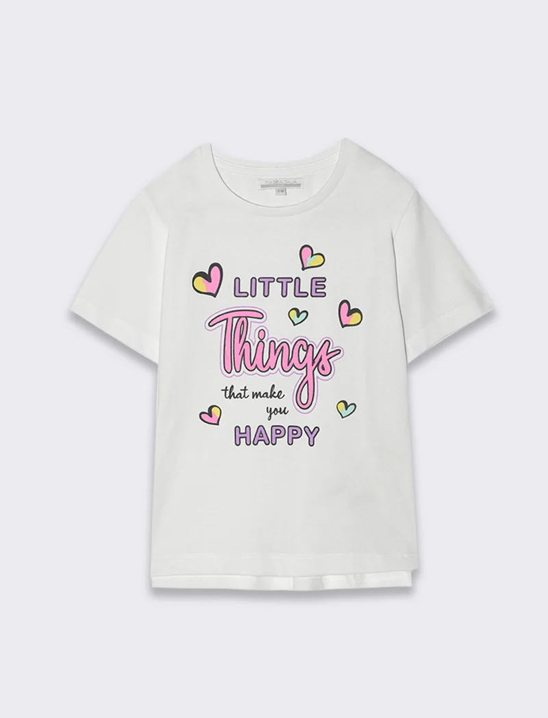 T-shirt con stampa colorata da bambina - Bianco