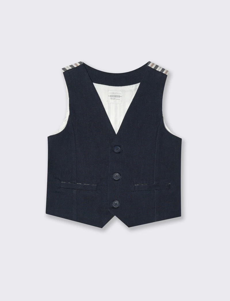 Gilet con retro a contrasto da neonato - Blu