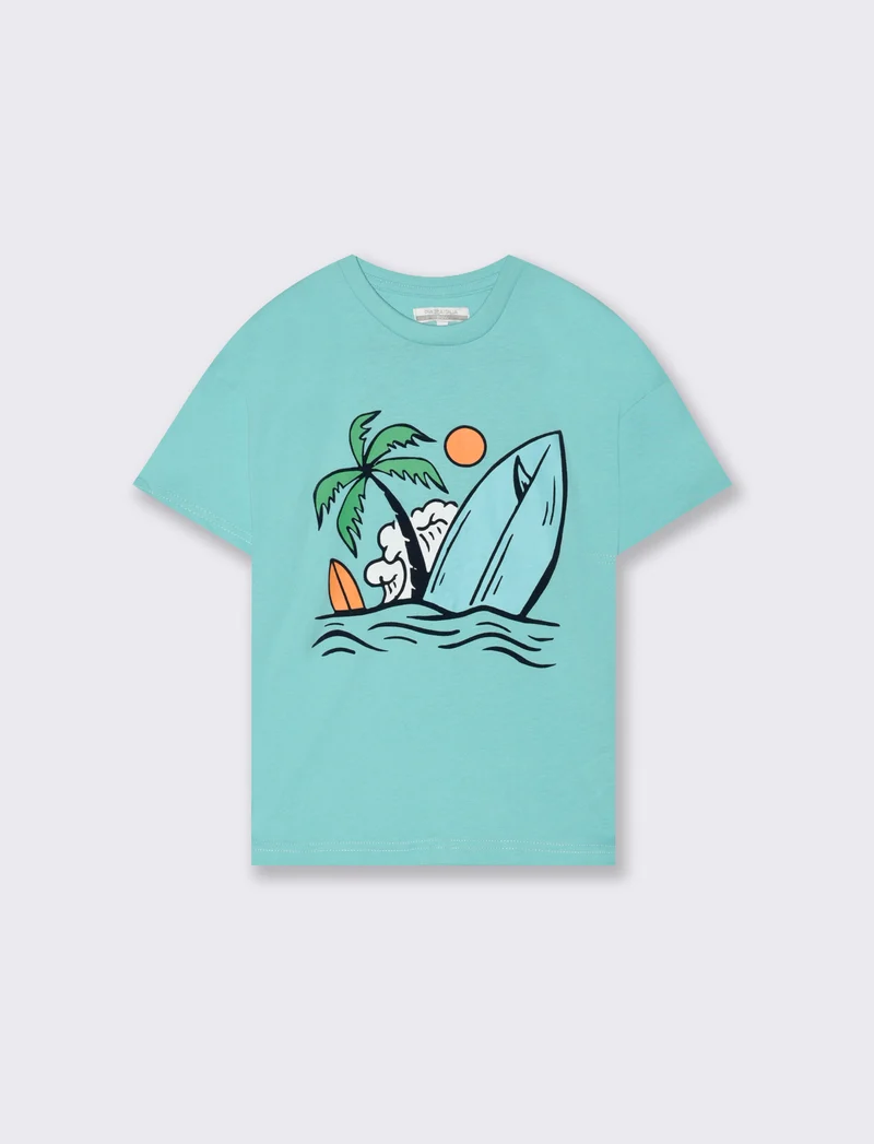 T-shirt con patch da bambino - Verde