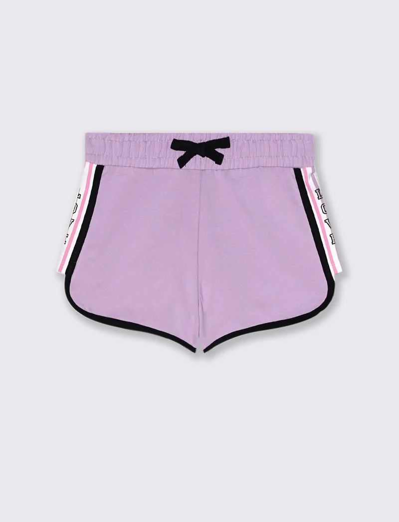 Short con bordini a contrasto da bambina - Lilla
