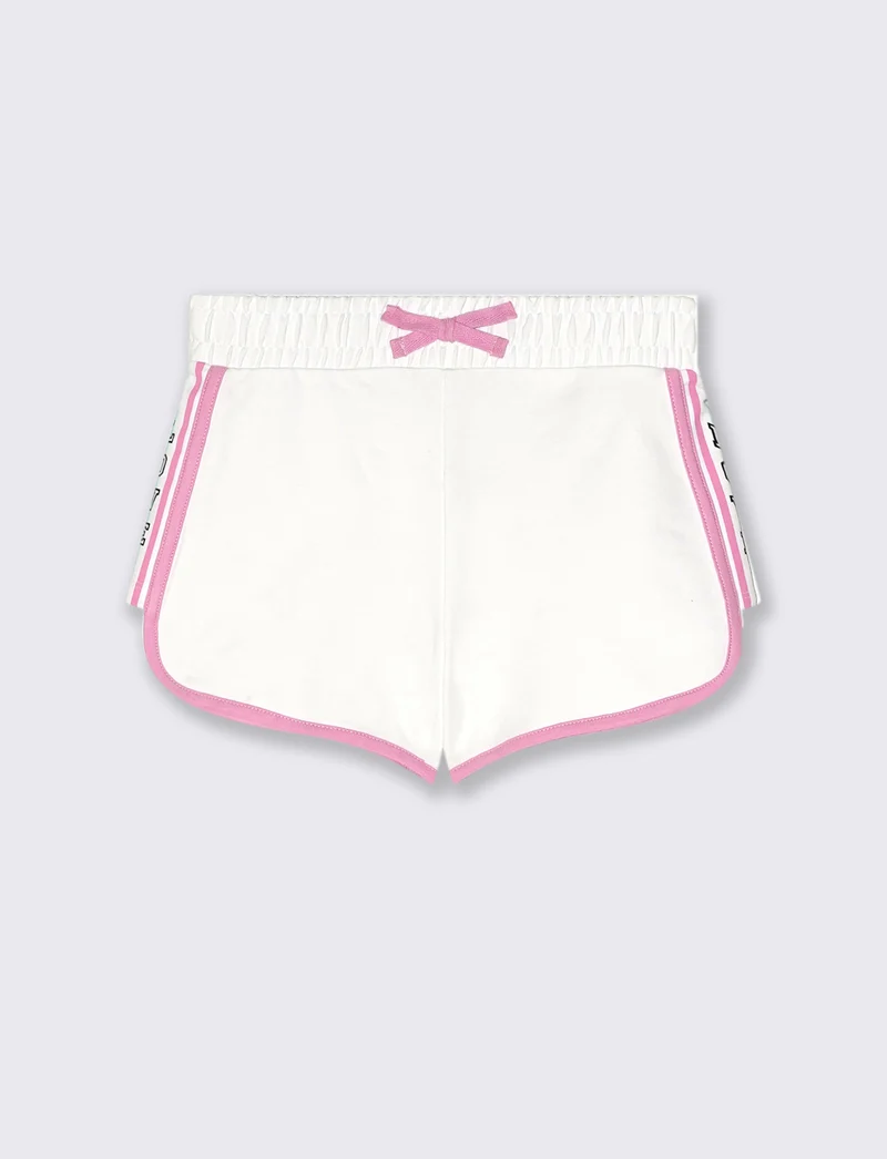 Short con bordini a contrasto da bambina - Bianco