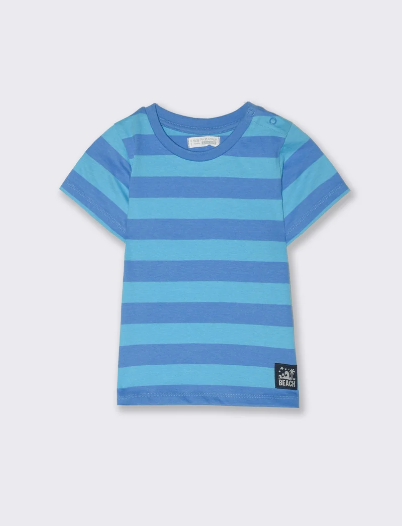 Completo maglietta e pantaloncini da neonato - Blu cobalto