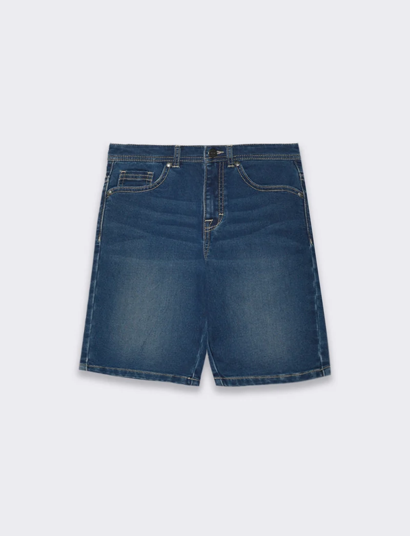 Bermuda in denim con lavaggio sfumato da bambino - DENIM SCURO