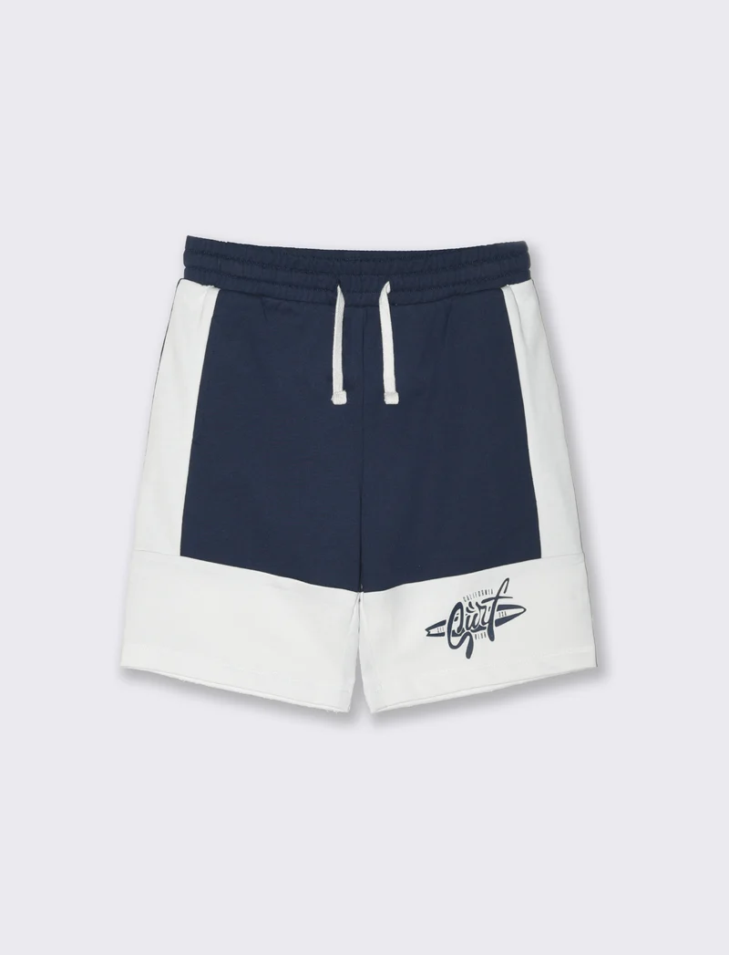 Bermuda in felpa con contrasti in tessuto da bambino - Blu