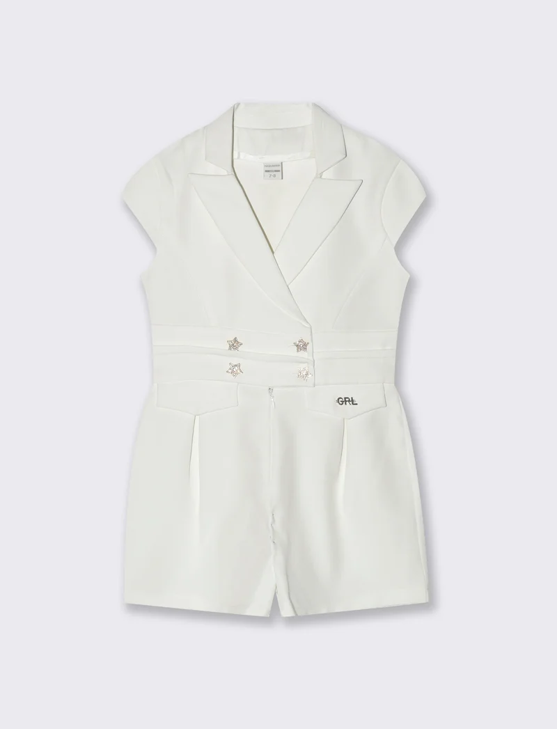 Salopette tuta elegante da bambina - Bianco latte