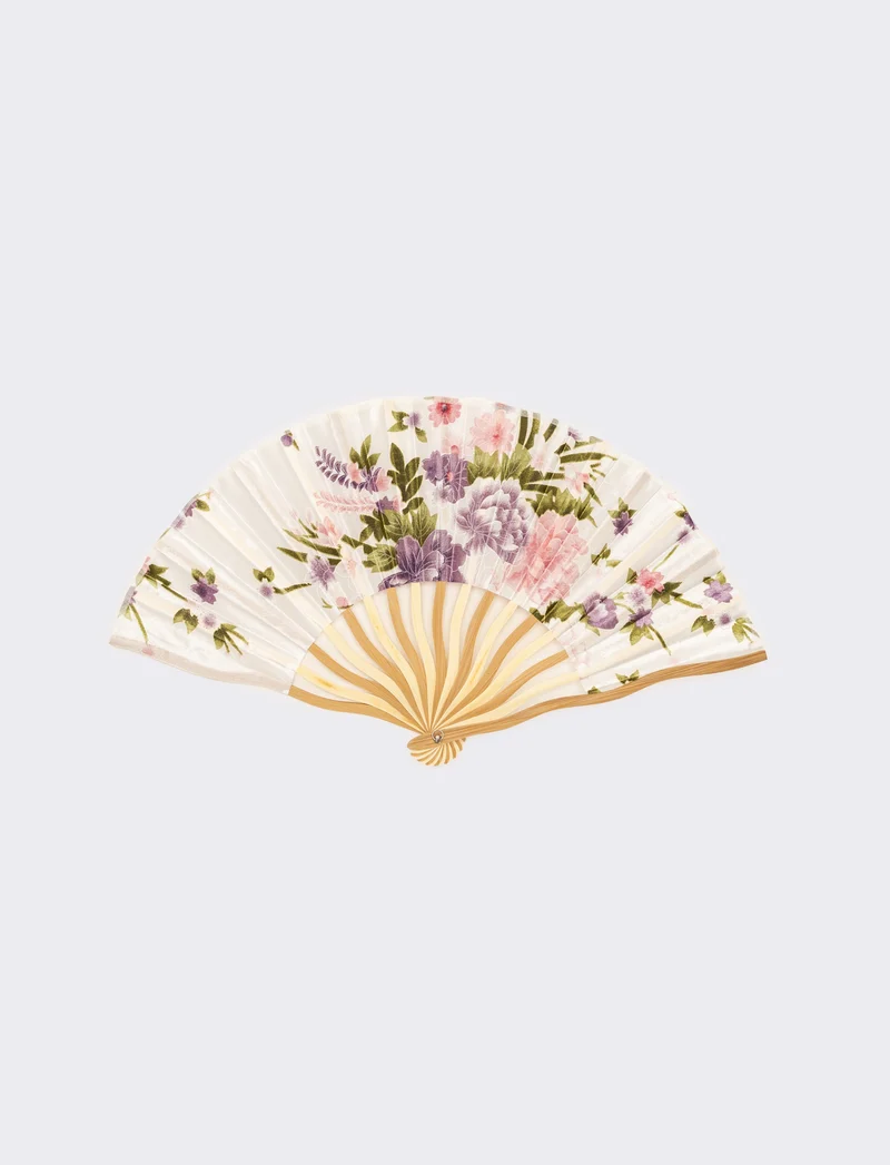 Ventaglio donna in legno e poliestere da pochette - Bianco