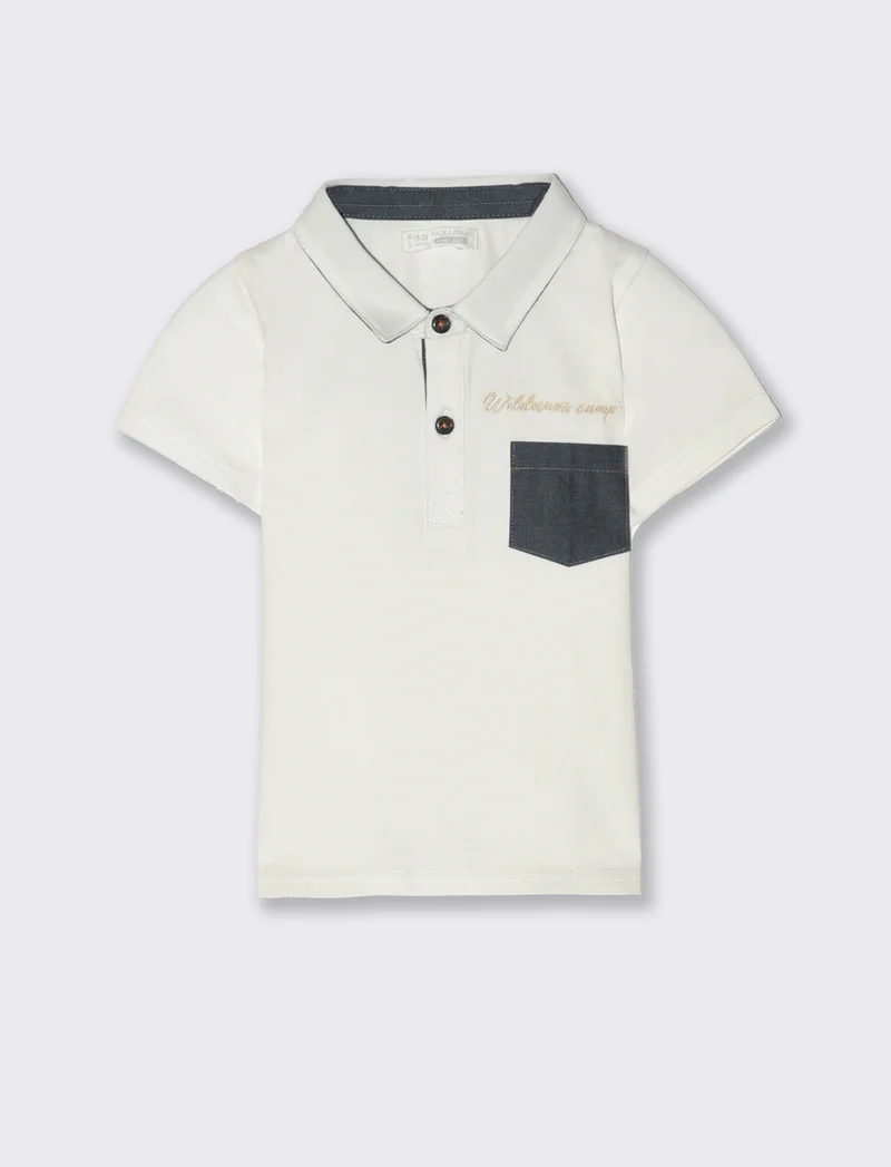 Polo con inserti a contrasto da neonato - Bianco latte