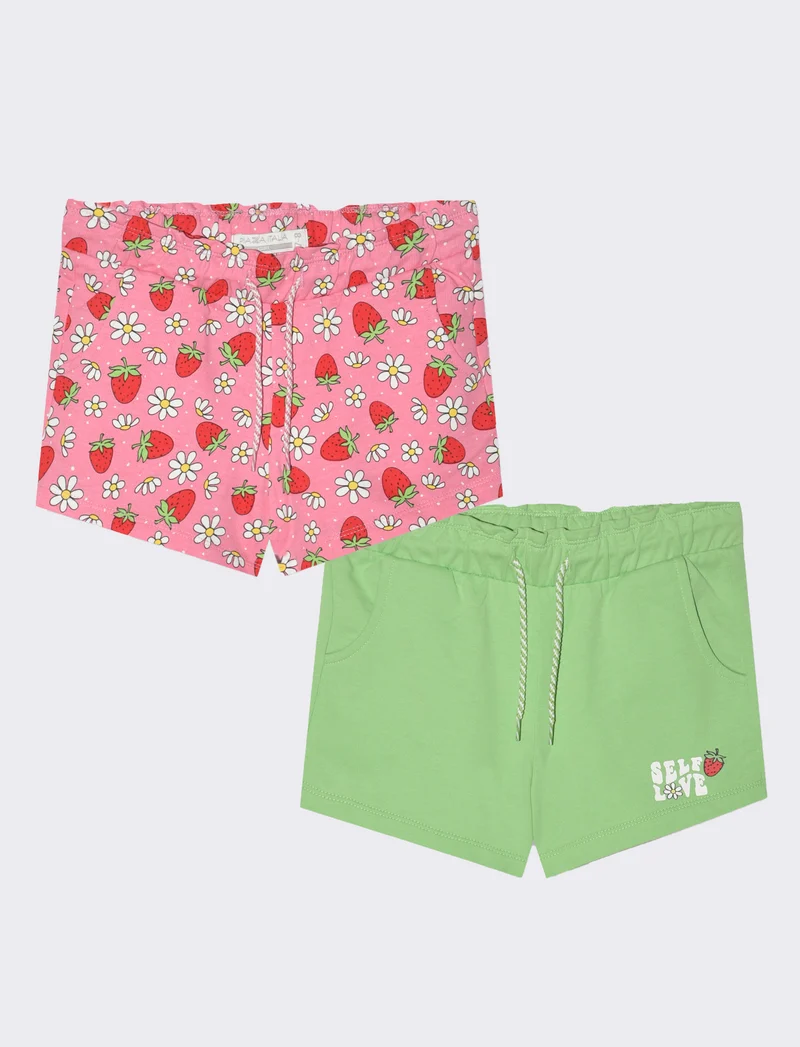Short in felpa 2 pack da bambina - Verde mela
