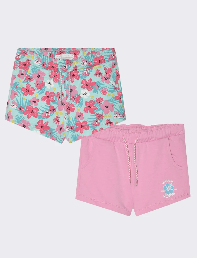 Short in felpa 2 pack da bambina - Fuxia