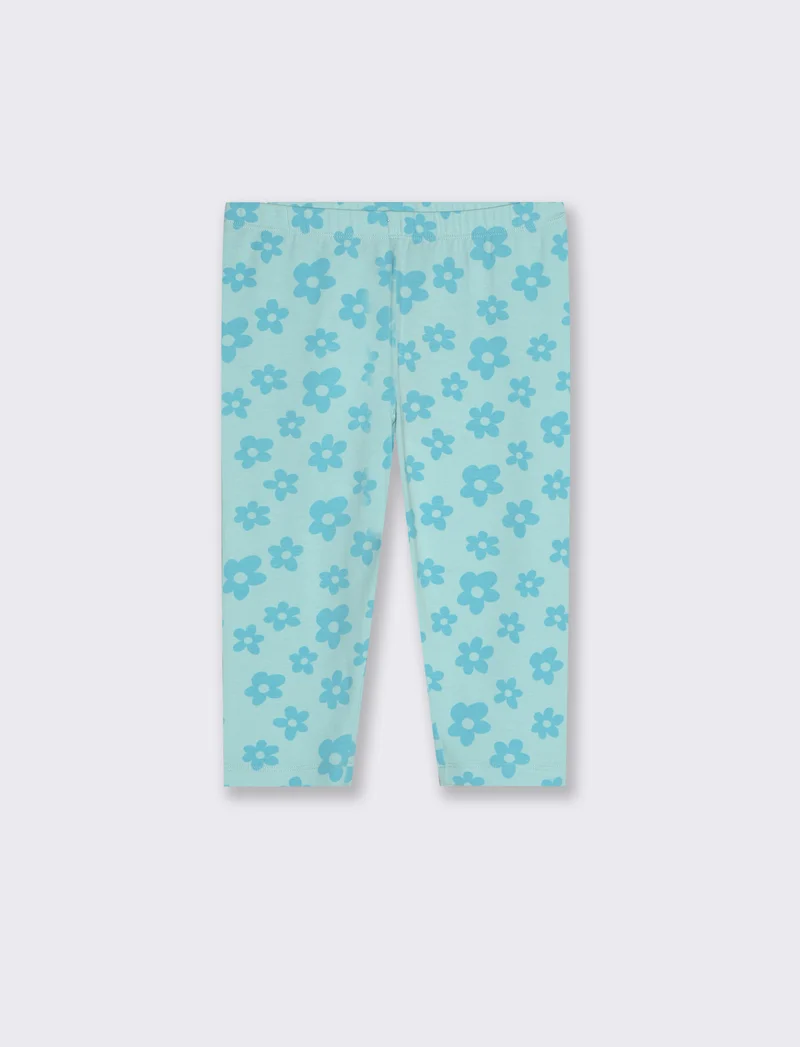 Leggings in cotone vestibilità 3/4 da bambina - Verde acqua