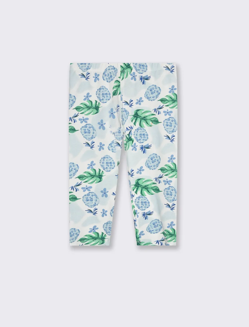 Leggings in cotone vestibilità 3/4 da bambina - Celeste