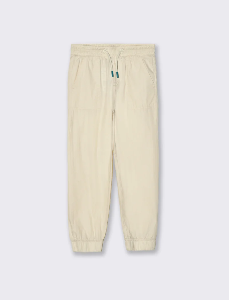 Pantalone in cotone modello cargo da bambino - Beige