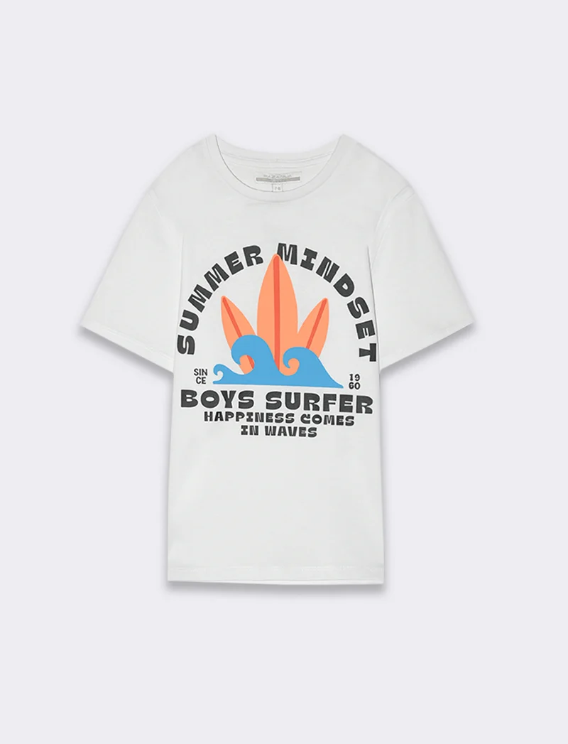 T-shirt con stampa summer da bambino - Bianco