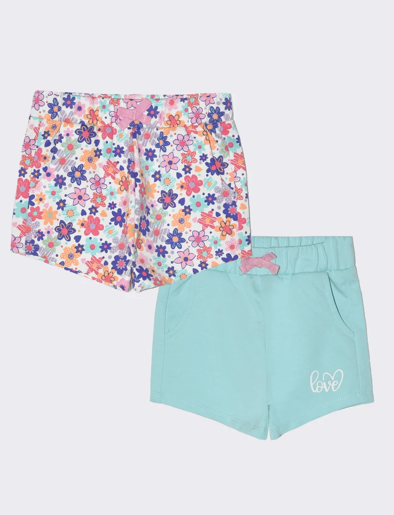 Shorts bipack da neonata - Verde acqua