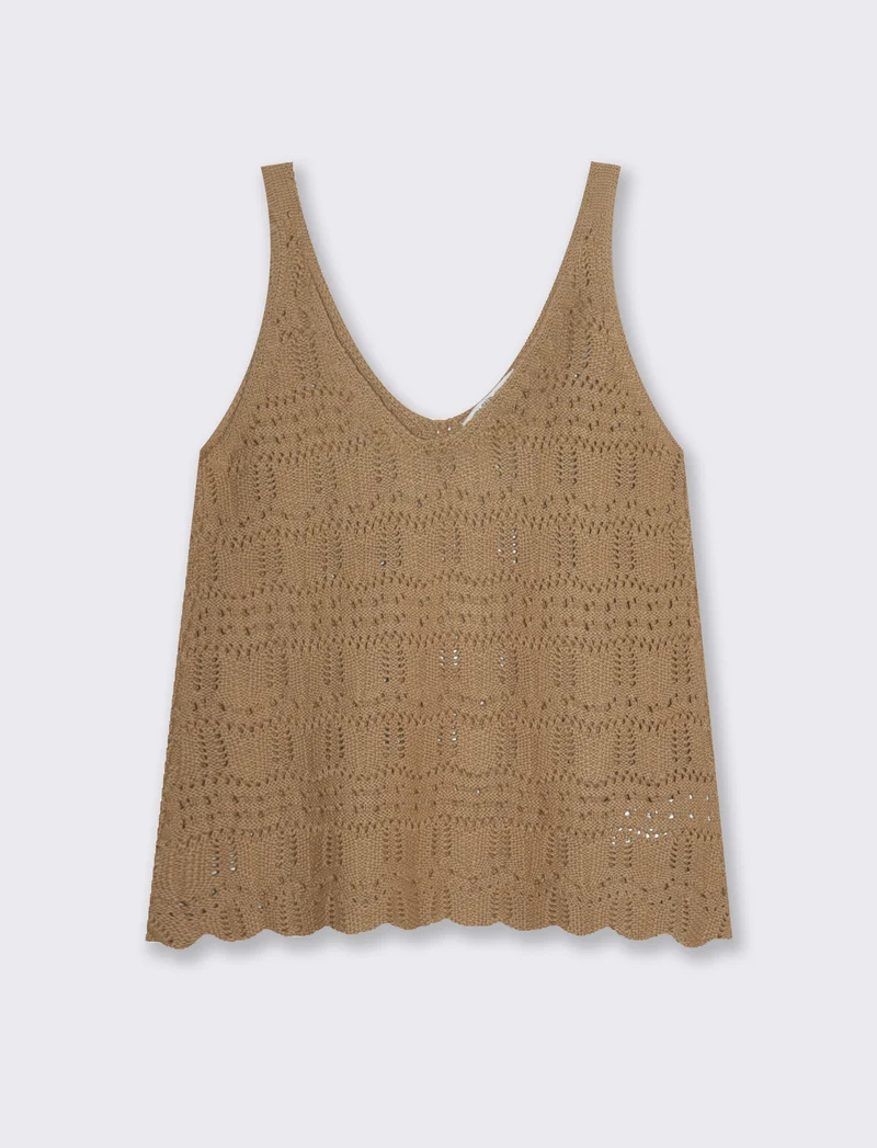 Top crochet da donna - Caramello