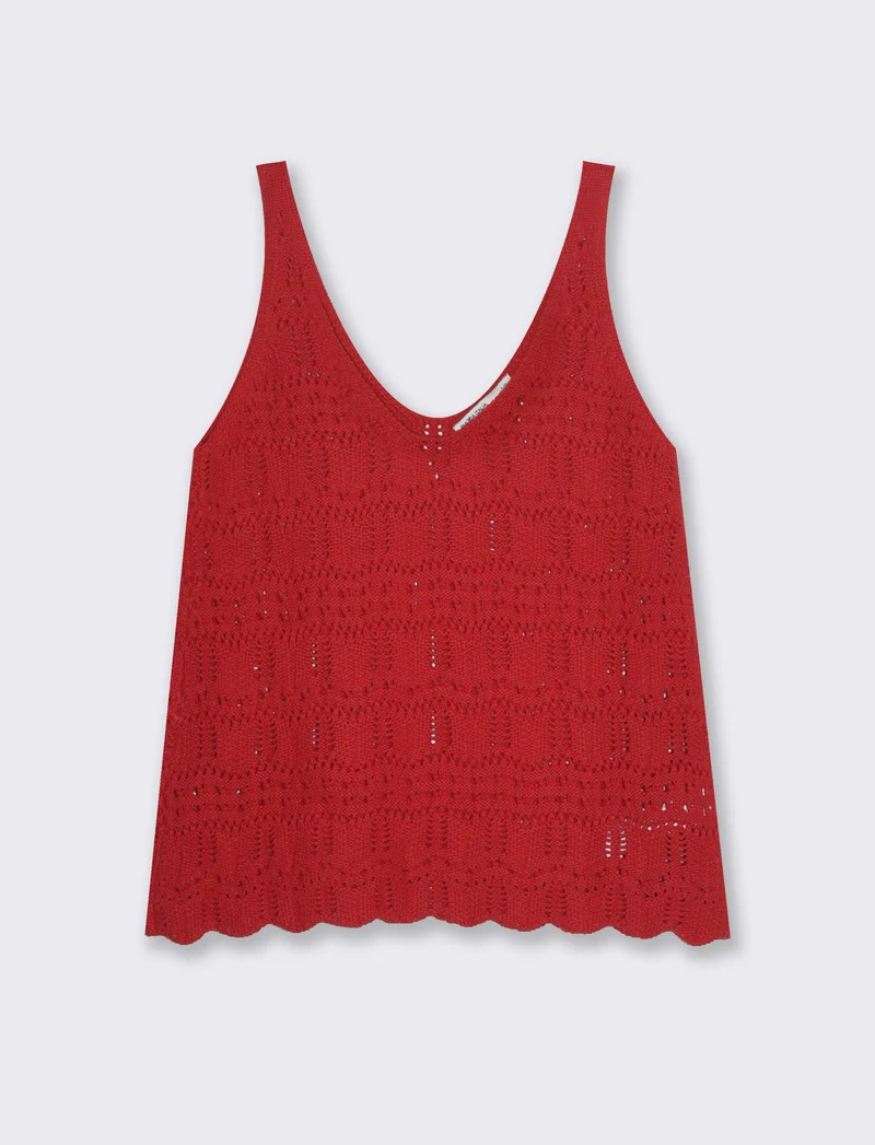 Top crochet da donna - Rosso scarlatto