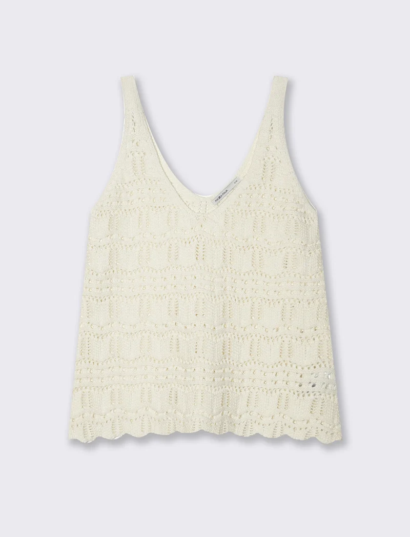 Top crochet da donna - Avorio