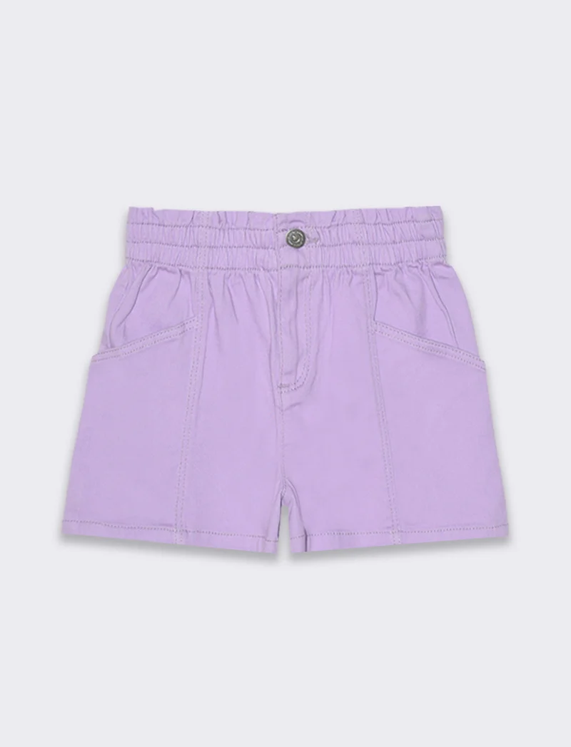Short in twill elastico da bambina - Lilla