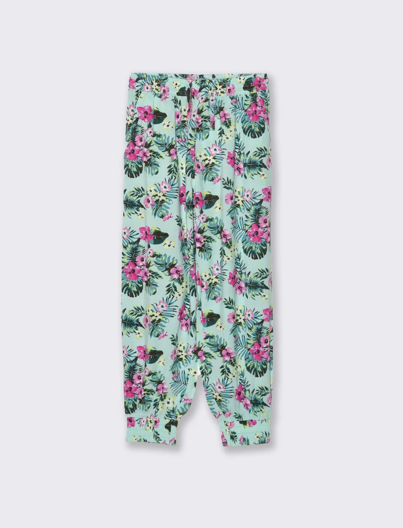 Pantaloni morbidi con laccio in vita da bambina - Verde acqua