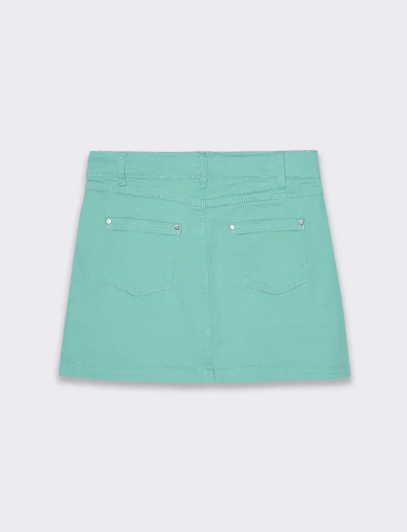 Gonna in twill di cotone elastico da bambina - Verde acqua