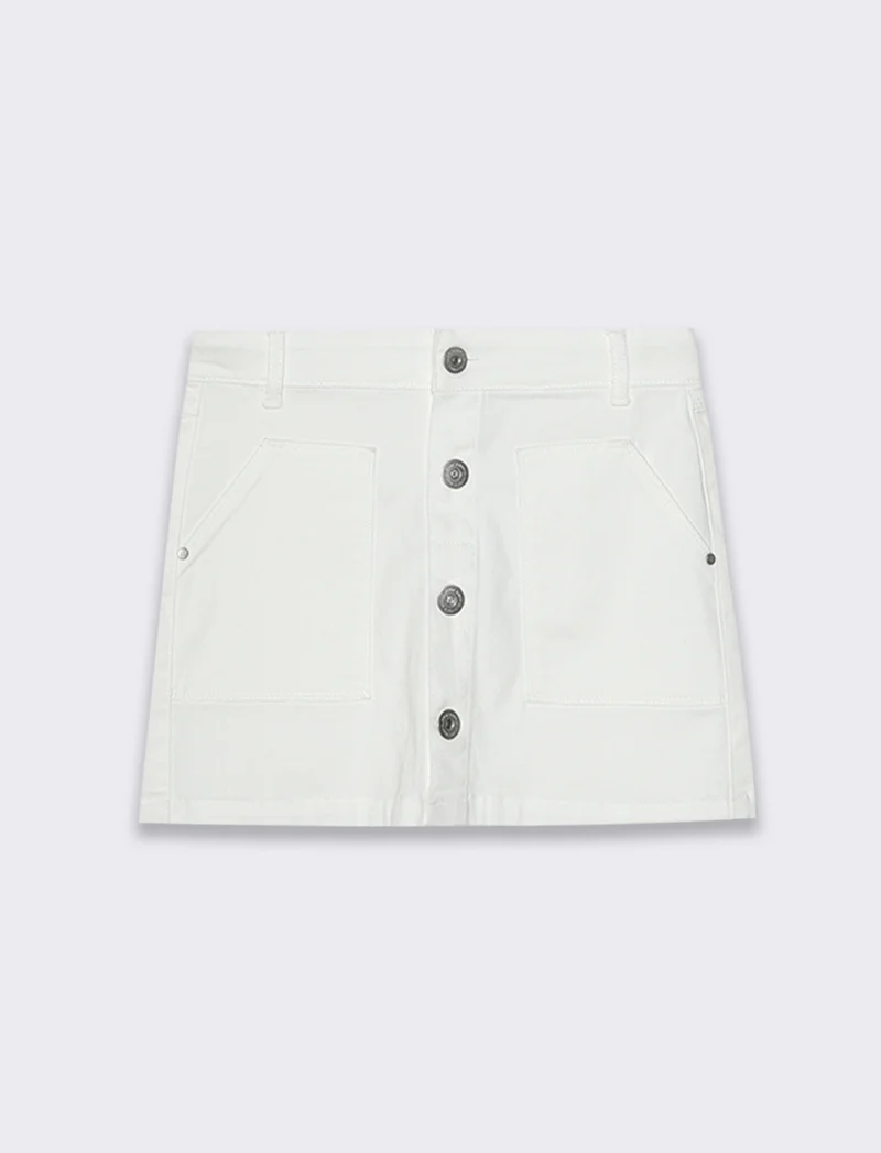 Gonna in twill di cotone elastico da bambina - Bianco