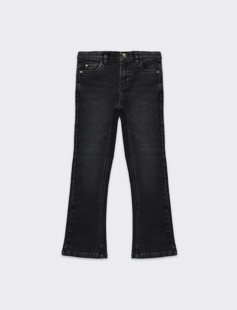 Denim elastico modello a zampa da bambina - Nero