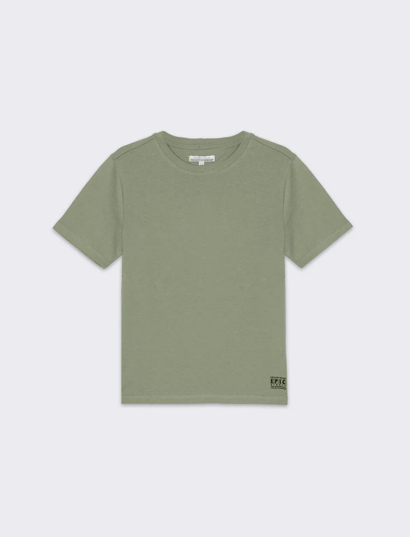 T-shirt basica mezza manica da bambino - Verde salvia