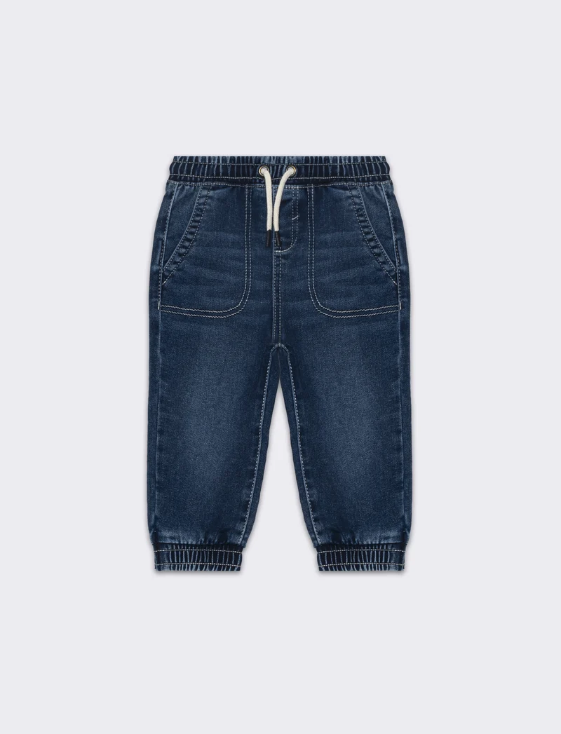 Pantaloni con tasche impunturate da neonato - Denim